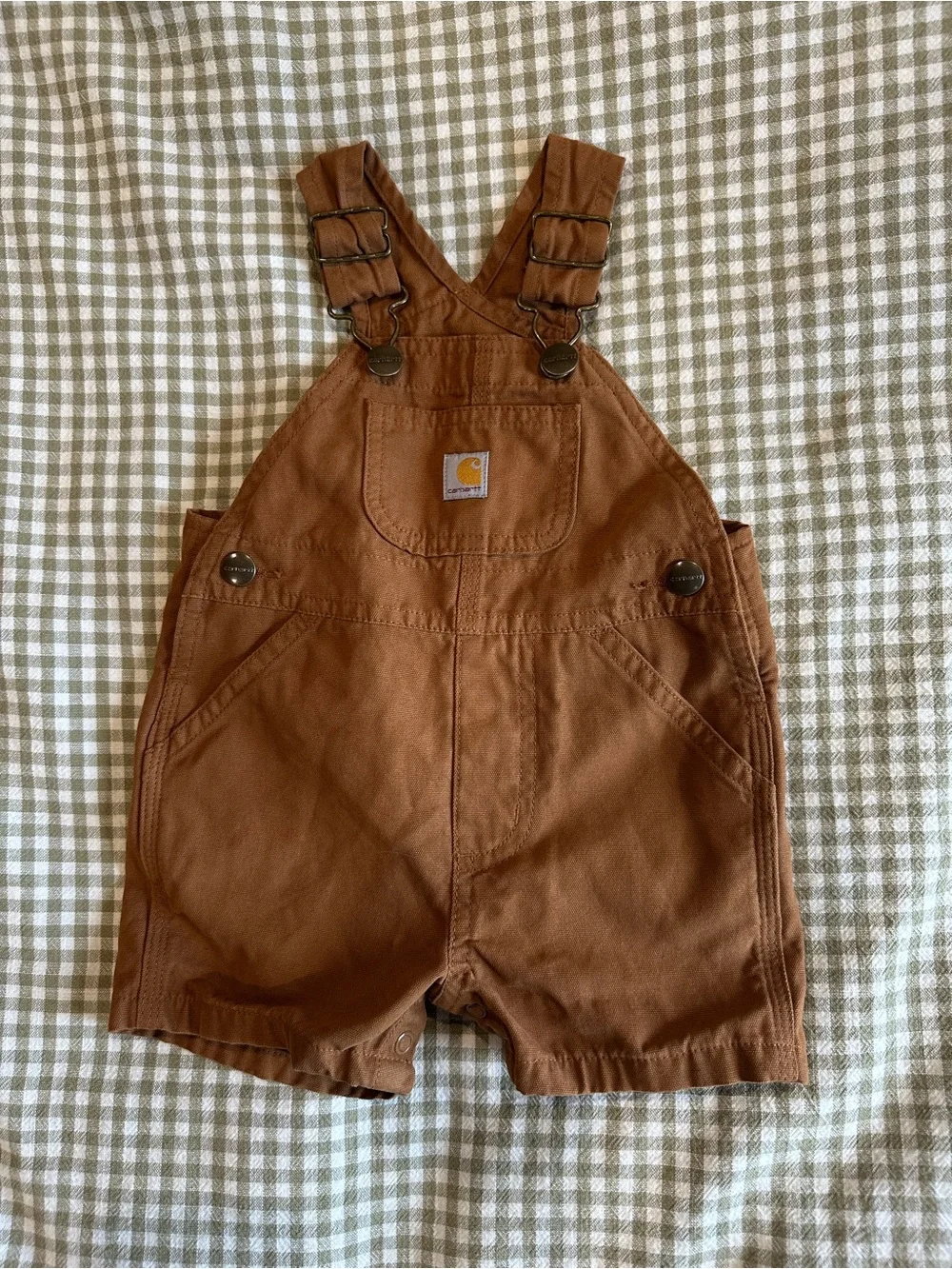 Carhartt Rust Brown Kids Short Overalls with Adjustable Straps